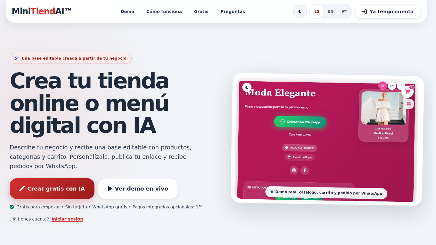 MiniTiendAI — 02 · Comercio WhatsApp